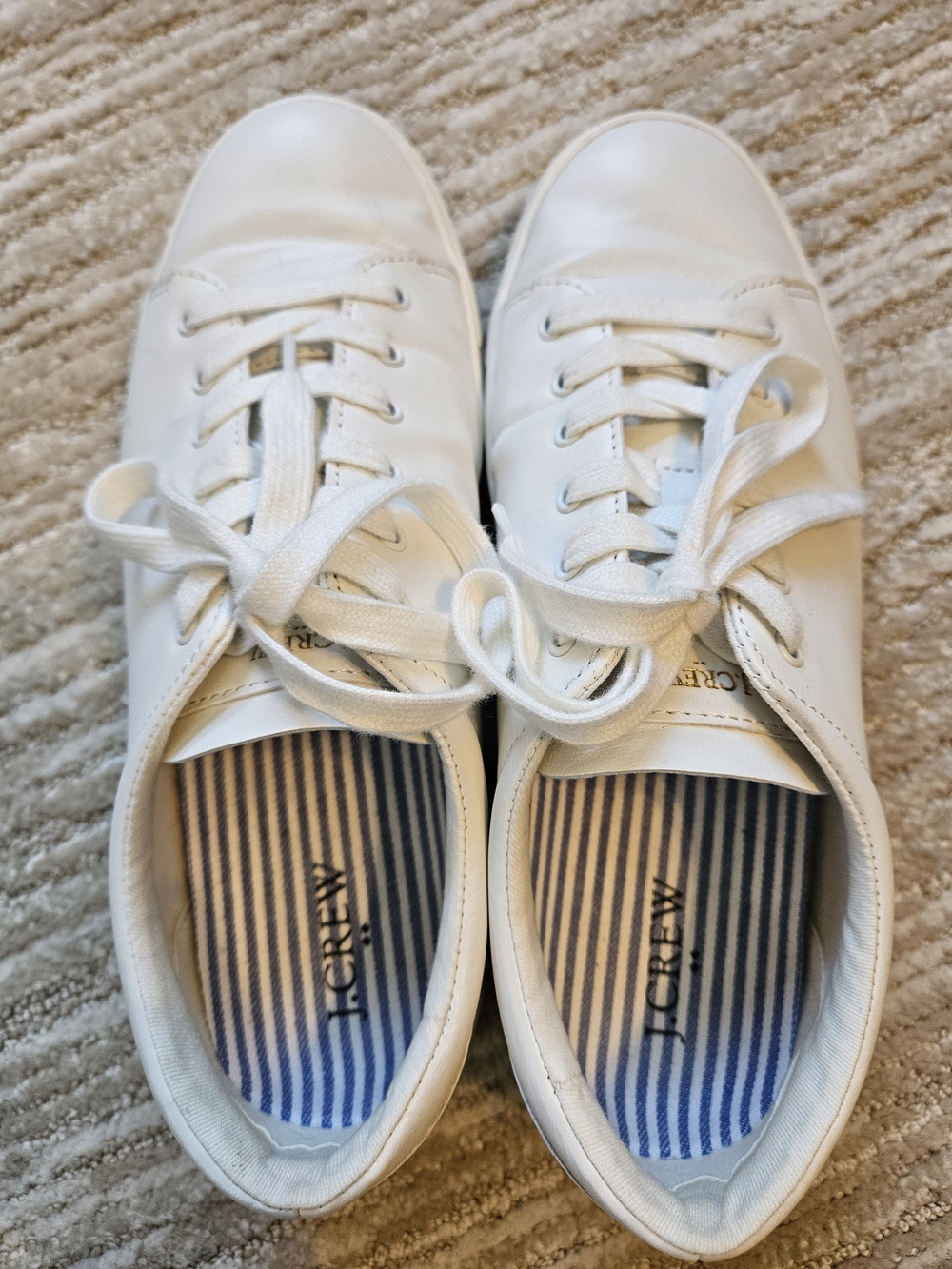 J.Crew White Leather Lace-Up Sneakers